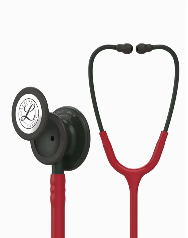 Littmann® Classic III™- Burgundy Tube, Black-Finish Chestpiece, stem and headset