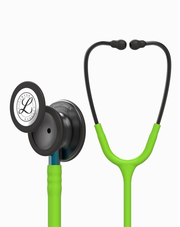 Littmann® Classic III™- Lime Green Tube, Smoke Chestpiece, Blue Stem and Smoke Headset