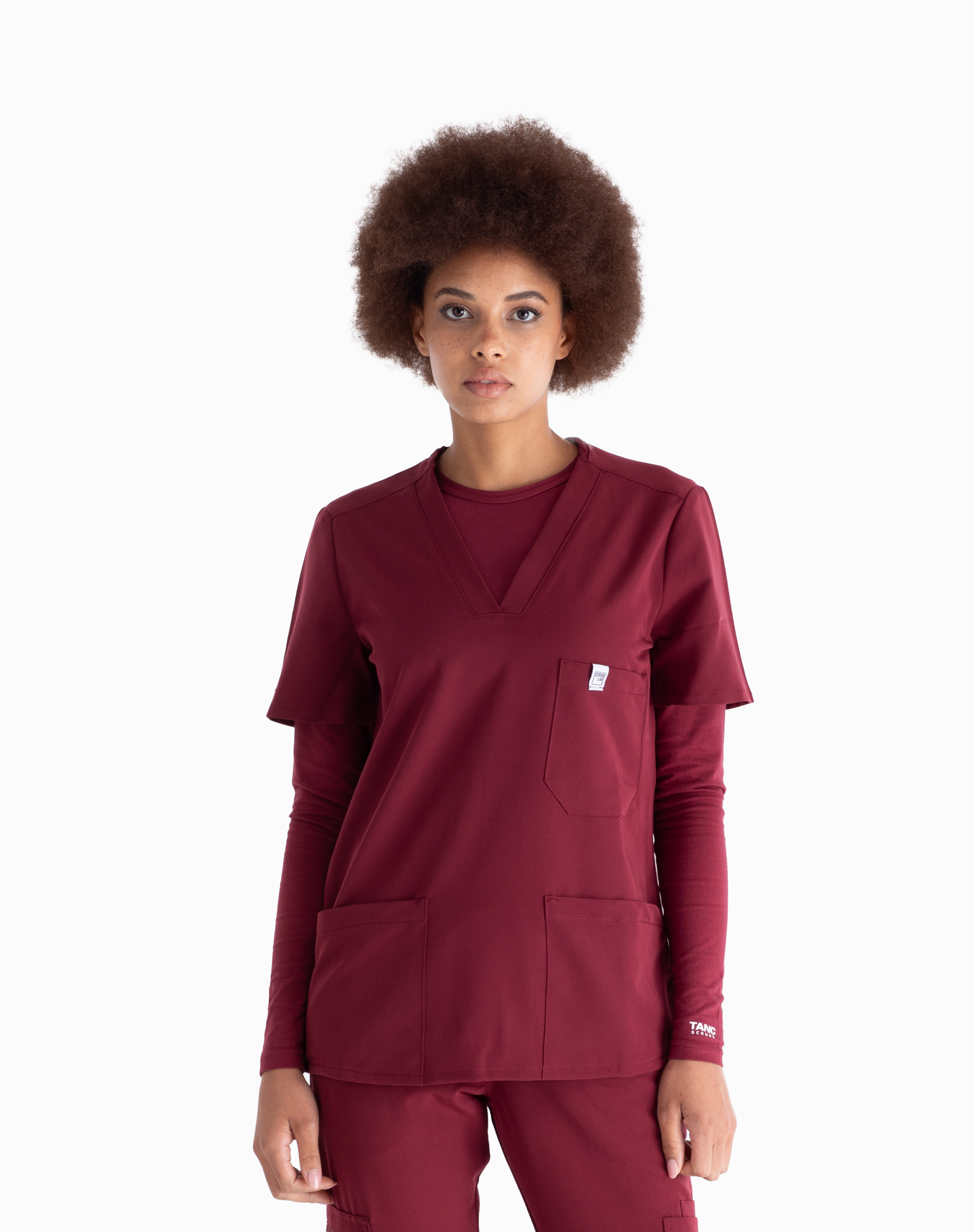 Lily™ Three Pocket Scrub Top - Colour: Maroon