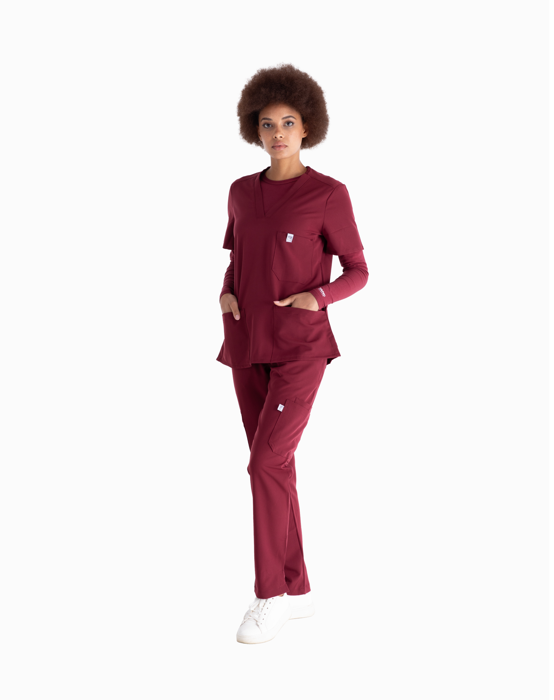 Lily™ Three Pocket Scrub Top - Colour: Maroon