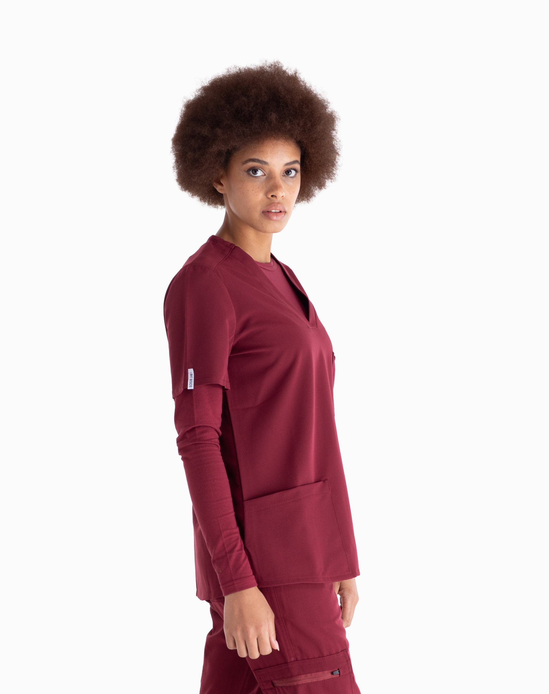 Lily™ Three Pocket Scrub Top - Colour: Maroon